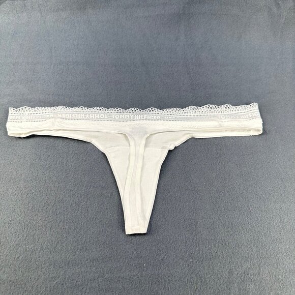 Tommy Hilfiger Women's Size Large Panty Thong Lace Waist White New Without Tags - Picture 2 of 6
